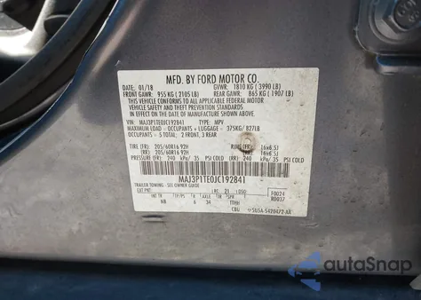 2018 Ford Ecosport Se z USA, uszkodzony, nr VIN MAJ3P1TE0JC192841